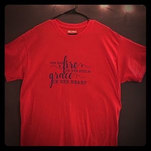 Custom Pressed red fire in her soul Large shirt